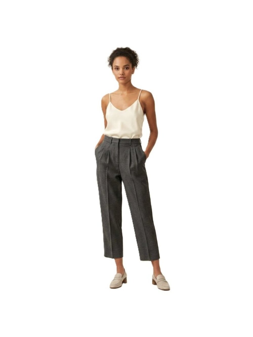 NWT THEORY Straconi in Grey Pleated Modern Flannel Wool Pants 10